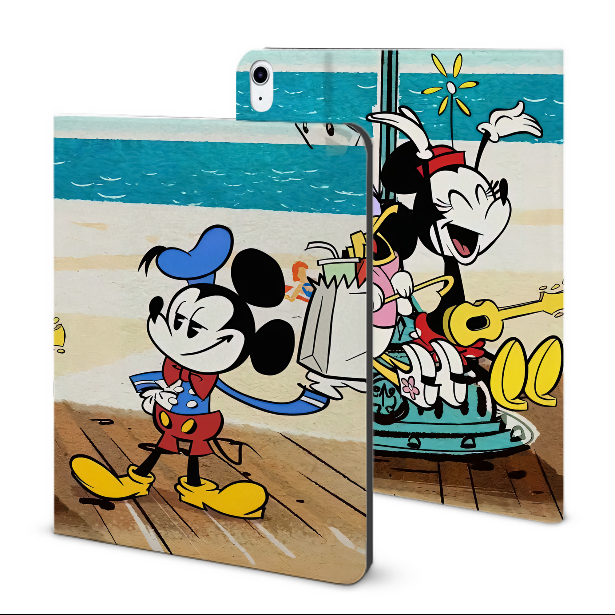 （画像用） ミッキーマウス Mickey Mouse IPad ケース ブック型 PUレザー TPU 耐衝撃 軽量 薄型 ペン収納なし 全面保護 IPad 各モデル対応